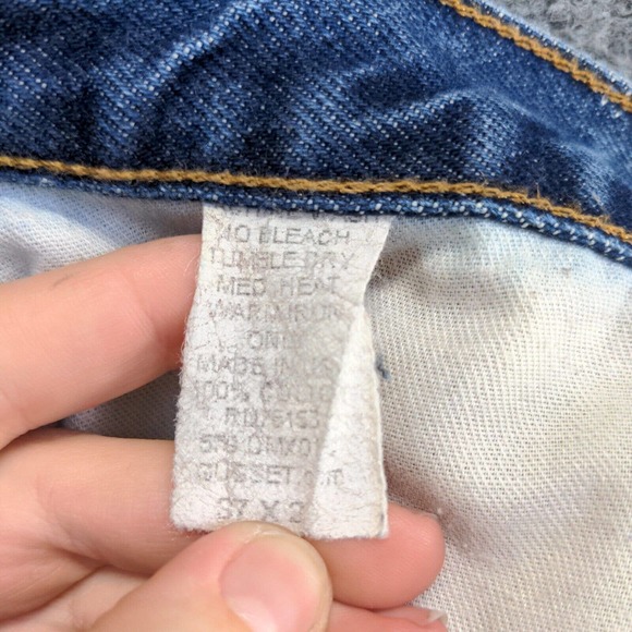 Diamond Gusset Men's Straight Leg Jeans Blue 37x27 Medium Wash Denim 5-Pocket - Picture 10 of 12